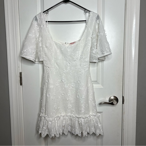 Showpo. Fancy A Spritz Square Neck Embroidered Mini Dress - Picture 5 of 14